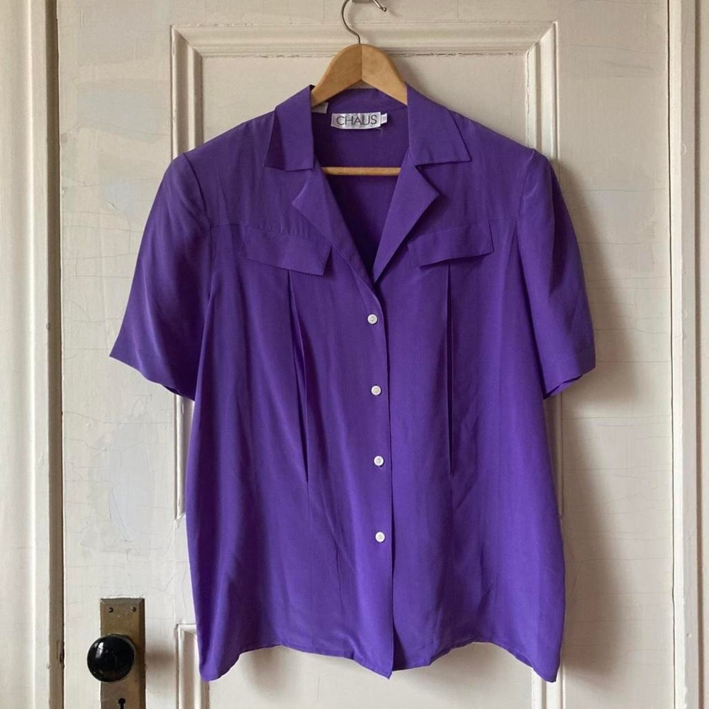 Vintage Chaus Purple Silk Blouse Size 12